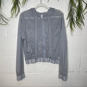 Fabletics Donovan Ruched Lightweight Windbreaker Jacket in Grey Size Large